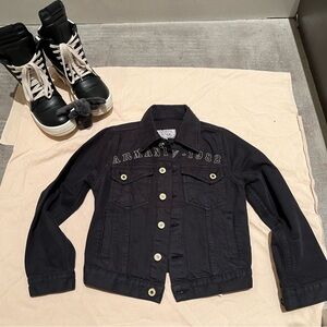 Armani Junior Kids Washed Black Denim Jacket Size 7